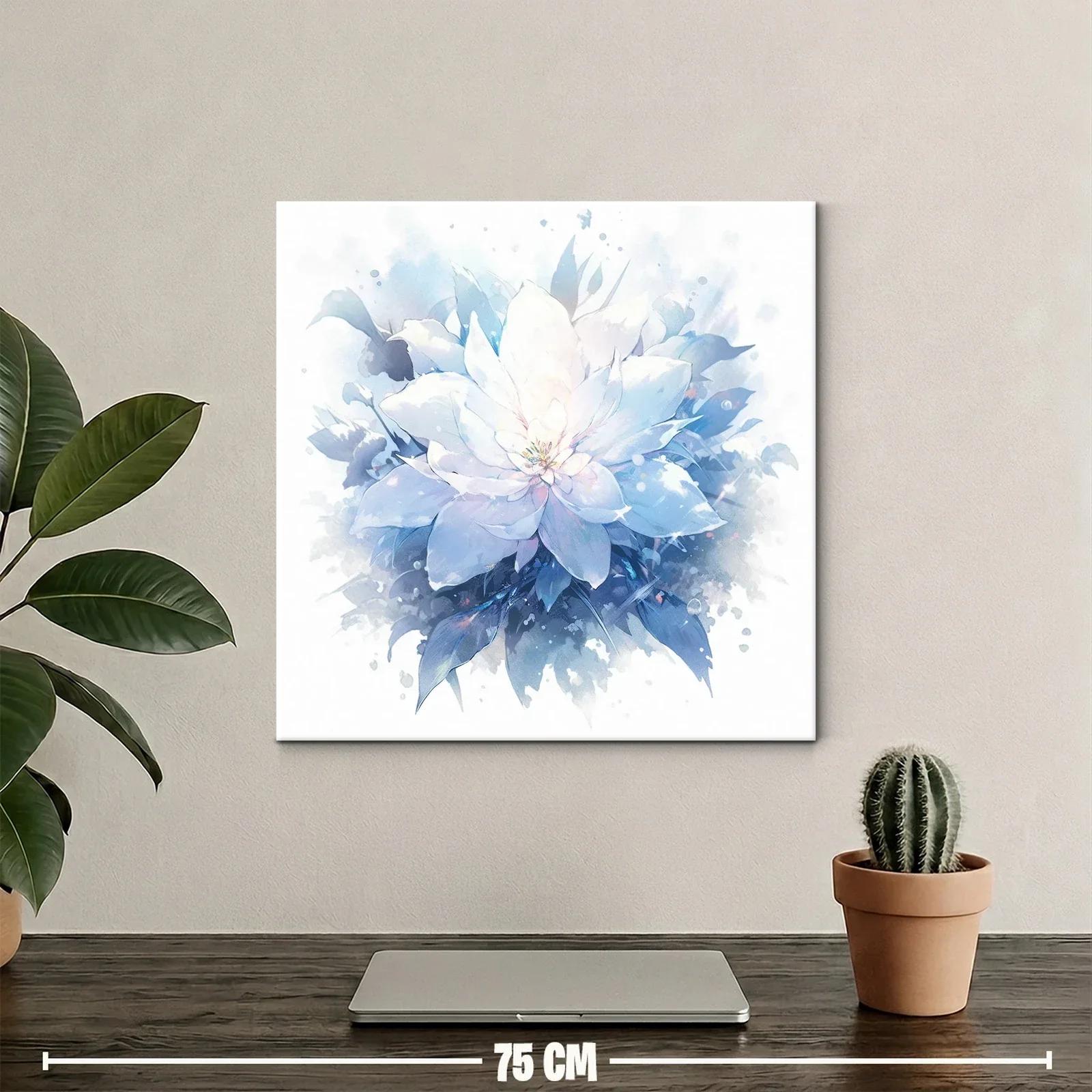 Flor blanca luminosa con tonos azules y ambiente etéreo — miniatura 2