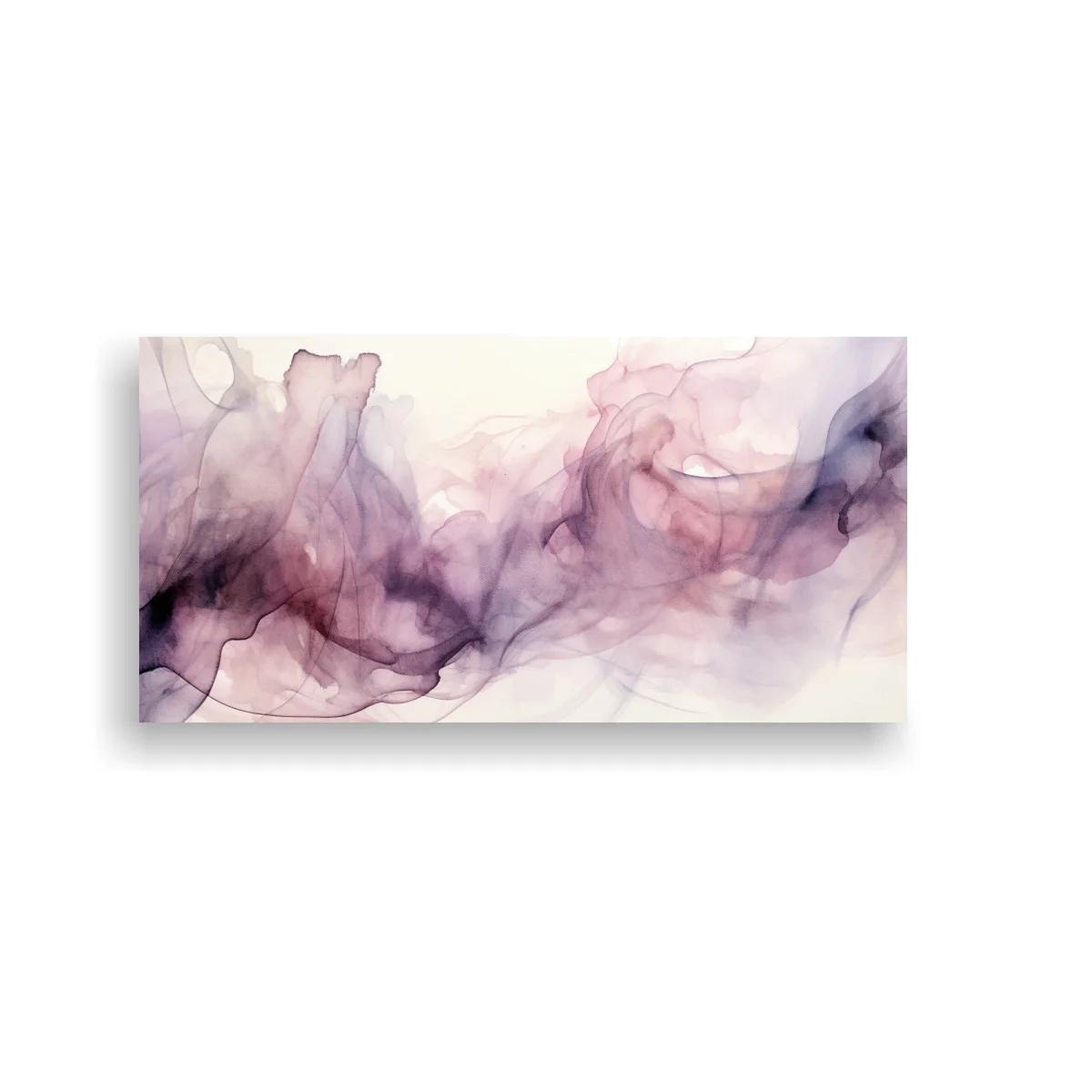 Cuadro nubes de tinta morada con veladuras rosadas
