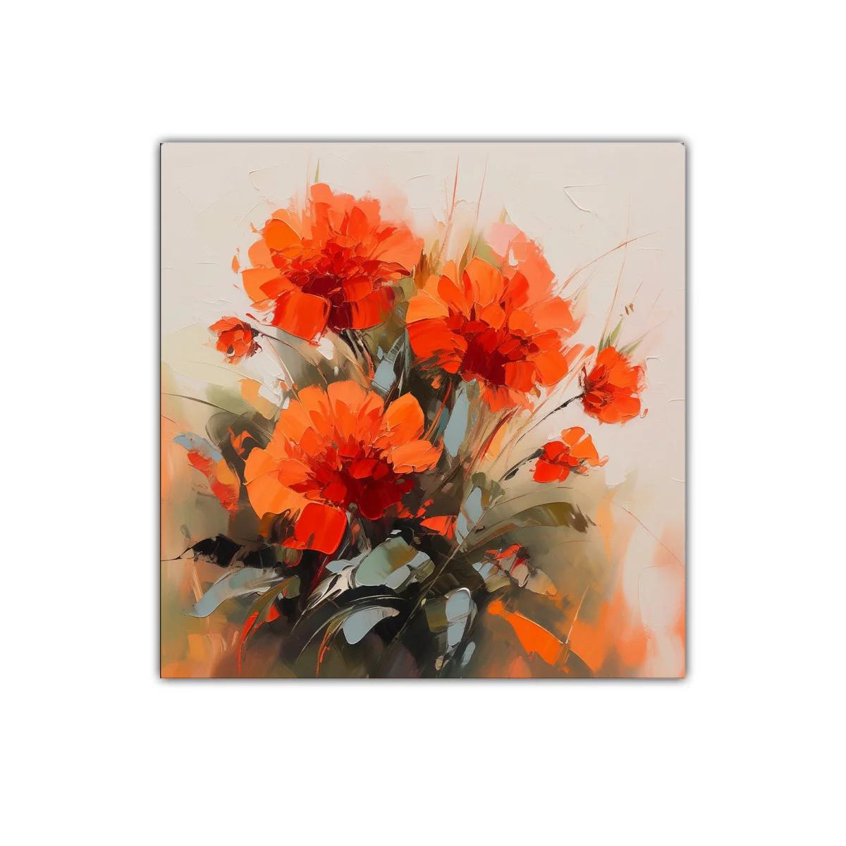 Cuadro decorativo con flores en tonos naranja vibrante — imagen principal