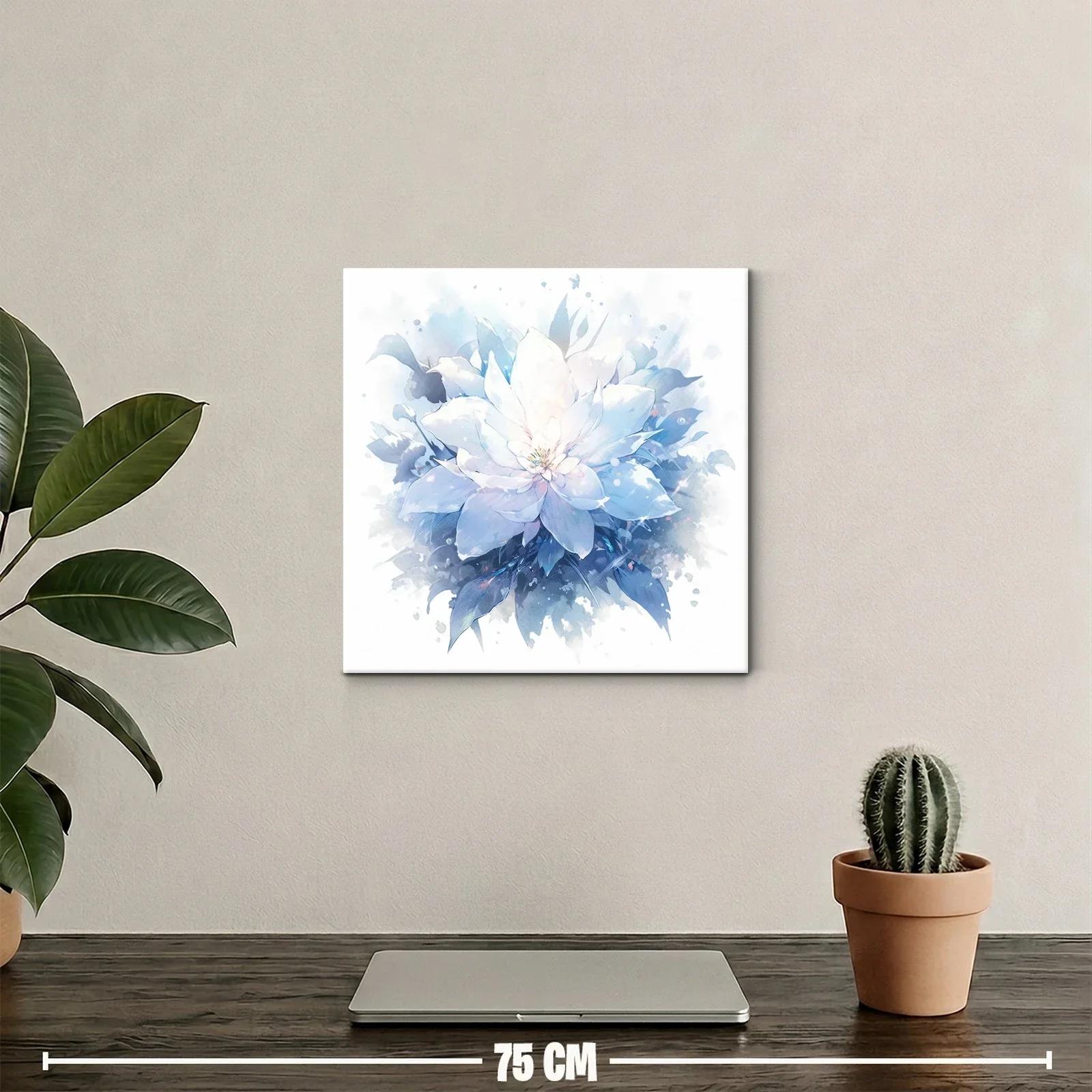 Flor blanca luminosa con tonos azules y ambiente etéreo — miniatura 2