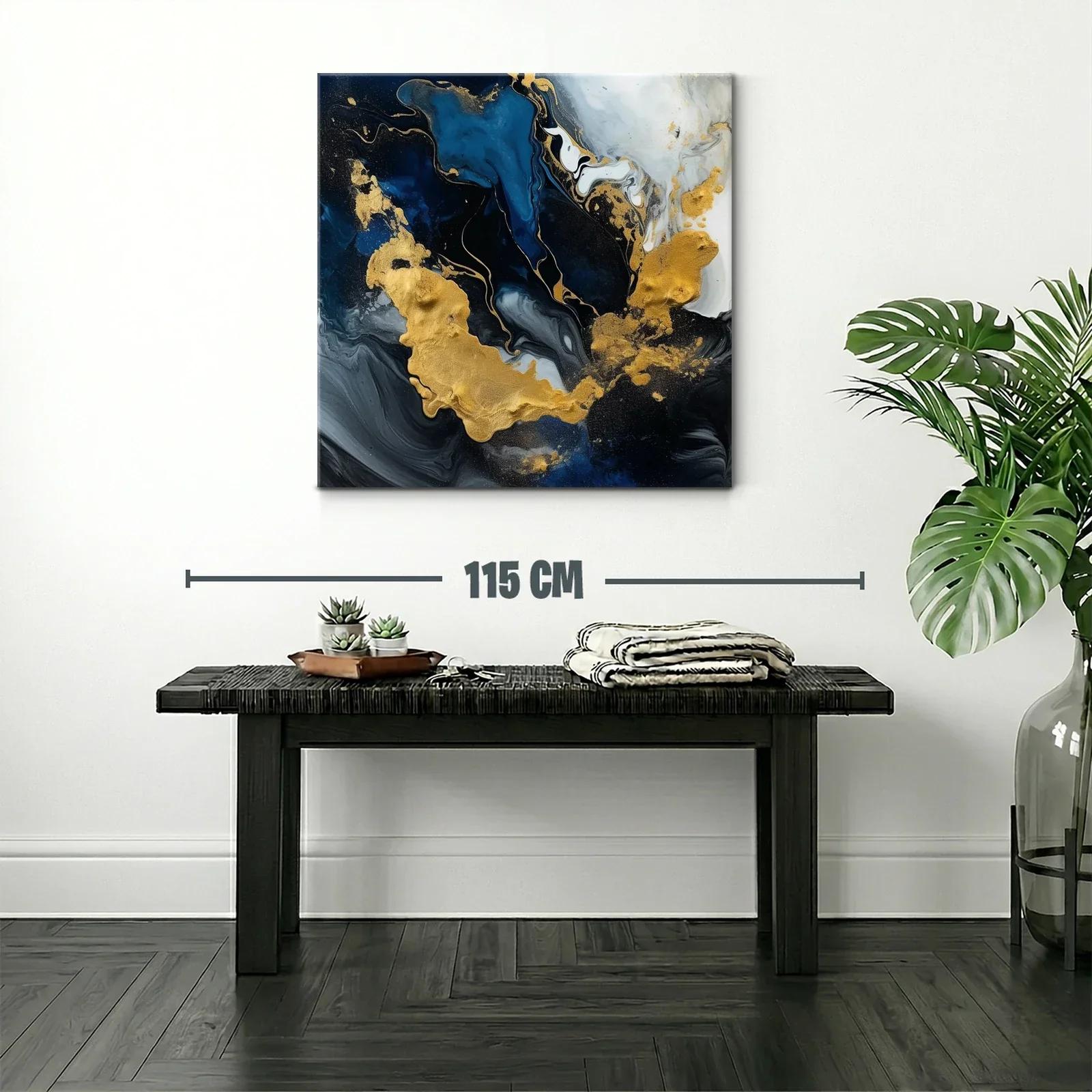 Composición abstracta en tonos azul y dorado brillante — miniatura 2