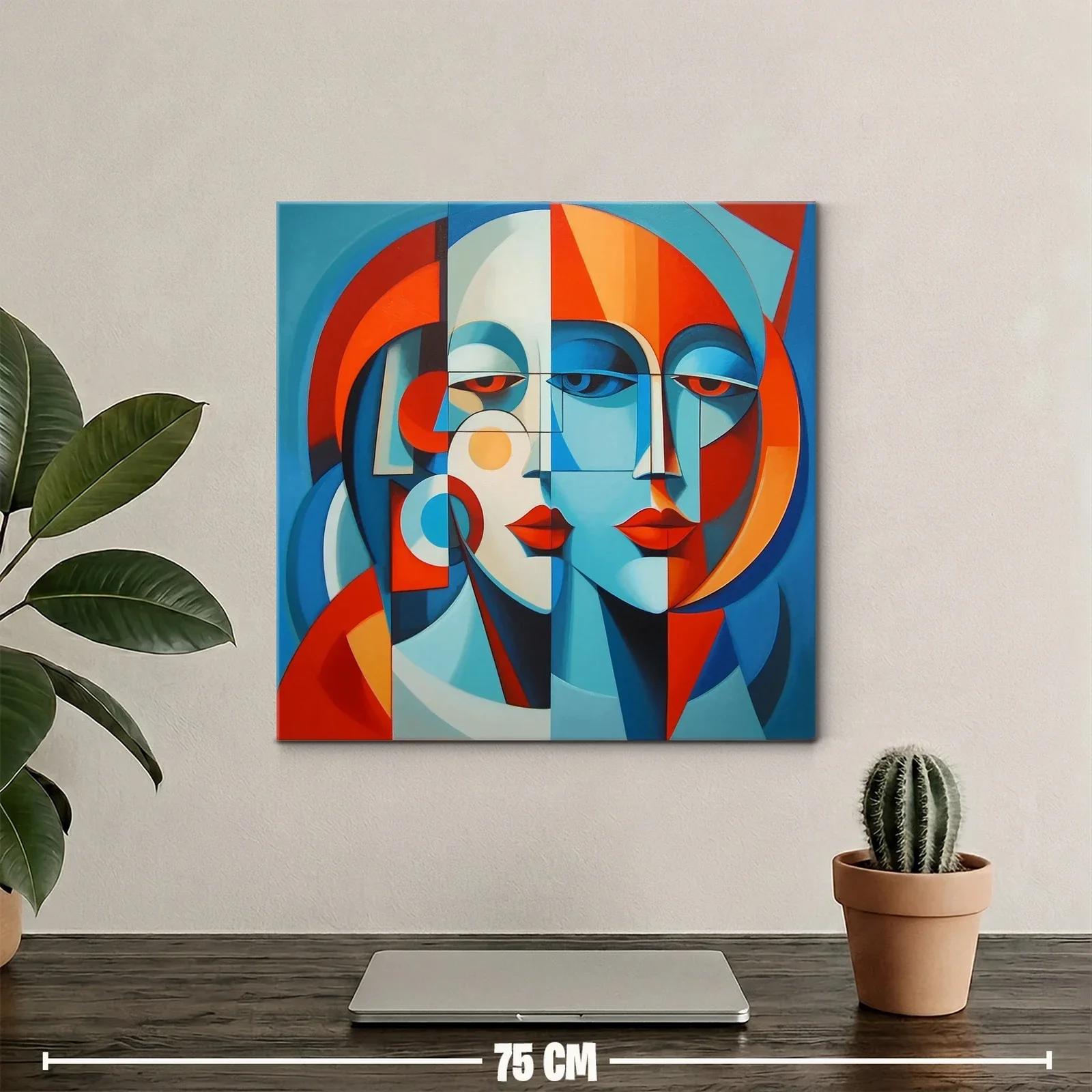 Rostros abstractos en vibrantes tonos azules y rojos — miniatura 2