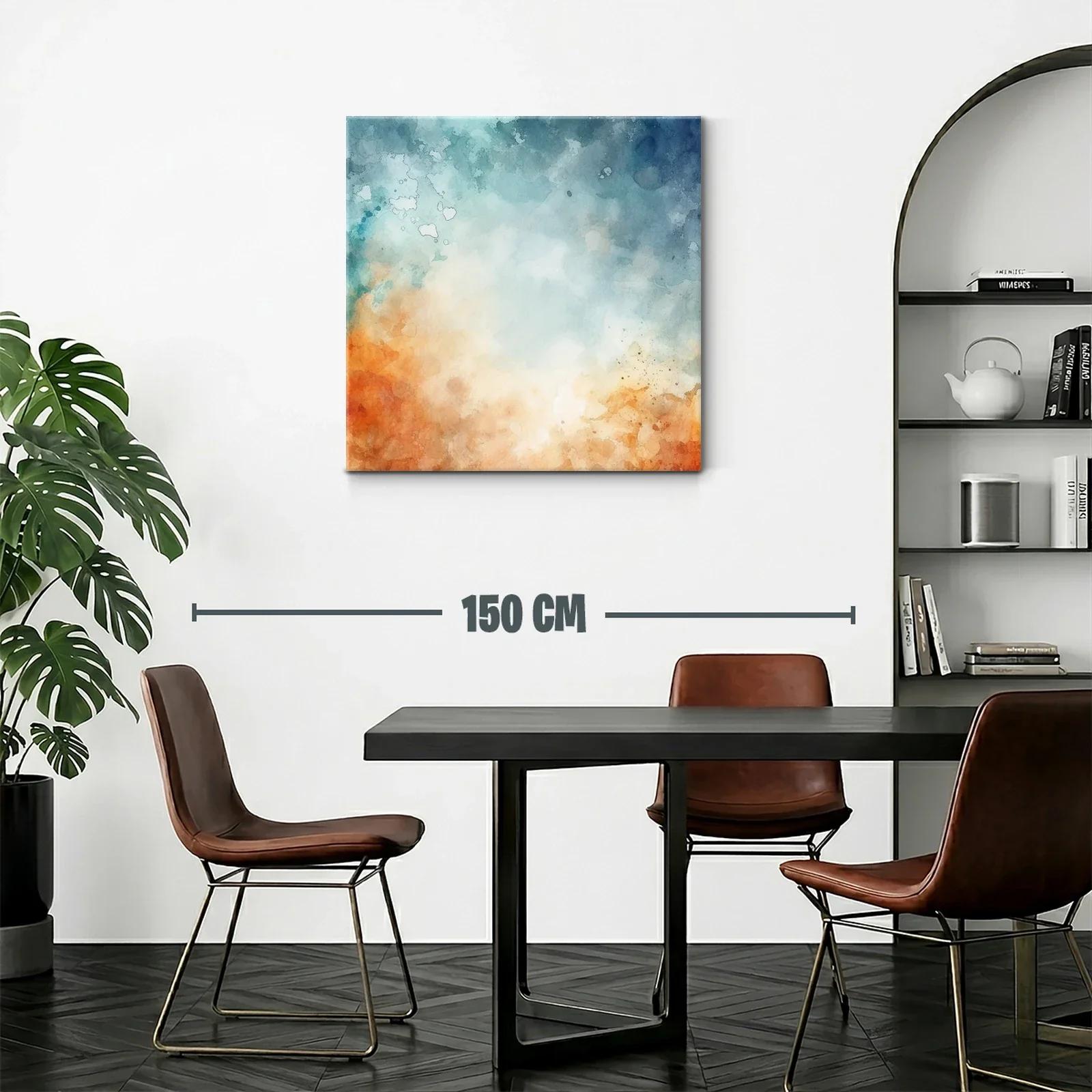 Cuadro abstracto con tonos cálidos y fríos en armonía — miniatura 2