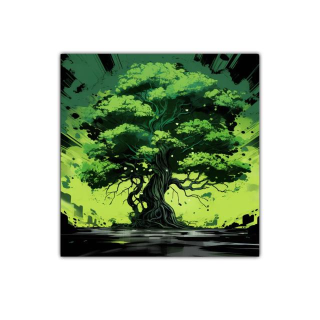 Impresionante composición de árbol vibrante en tonos verdes