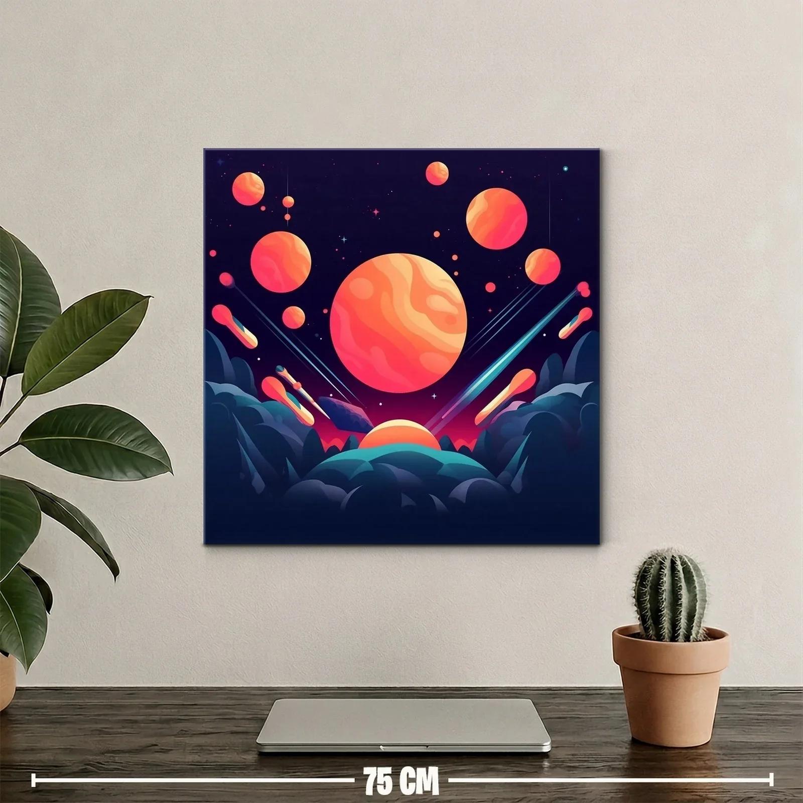 Cuadro abstracto con planetas y cielo estrellado vibrante — miniatura 2