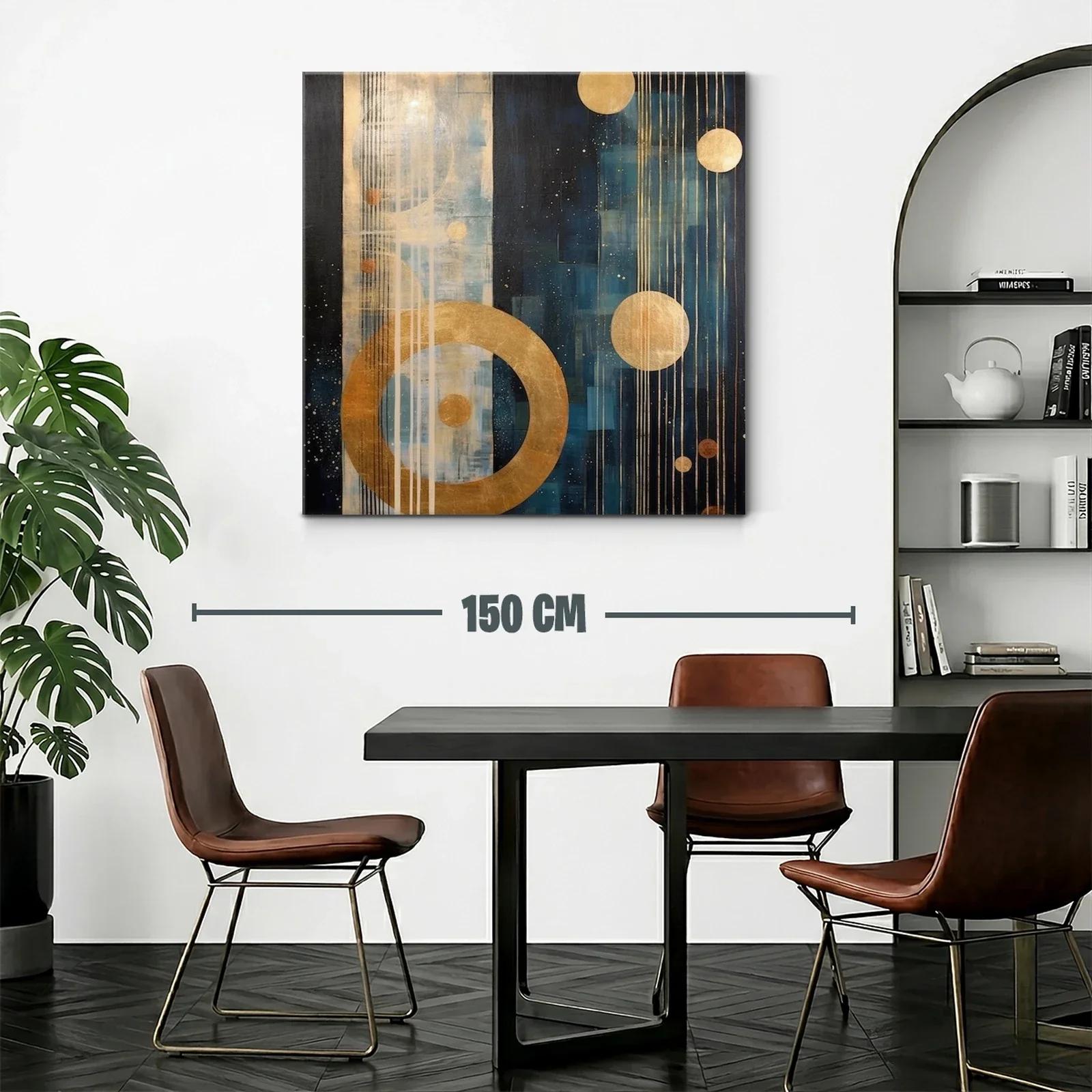 Composición abstracta con círculos dorados y azul profundo — miniatura 2