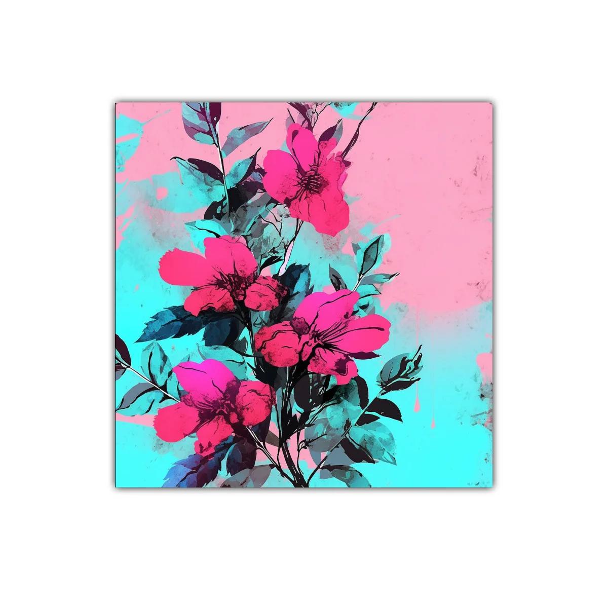 Cuadro moderno con flores vibrantes en fondo pastel — imagen principal