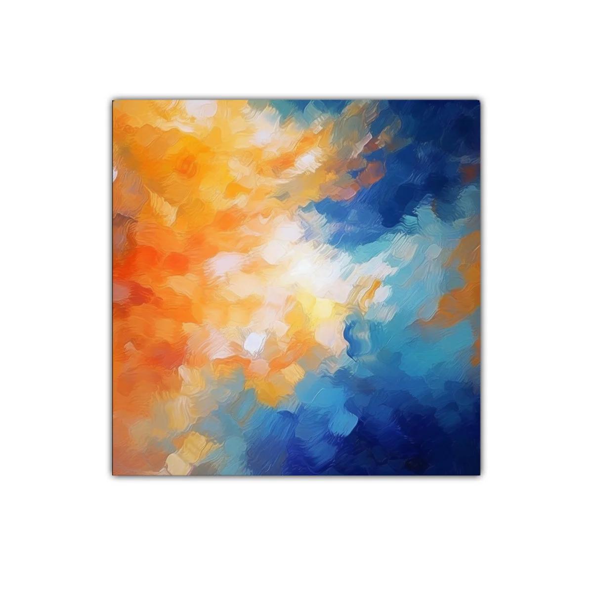 Cuadro decorativo vibrante con contraste de colores cálidos y fríos
