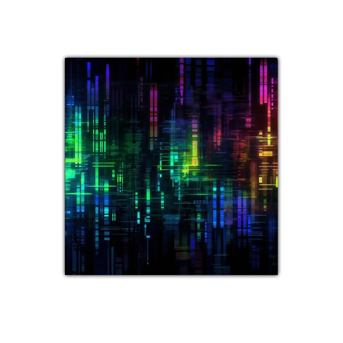 Composición abstracta vibrante en colores neón y negro — imagen principal