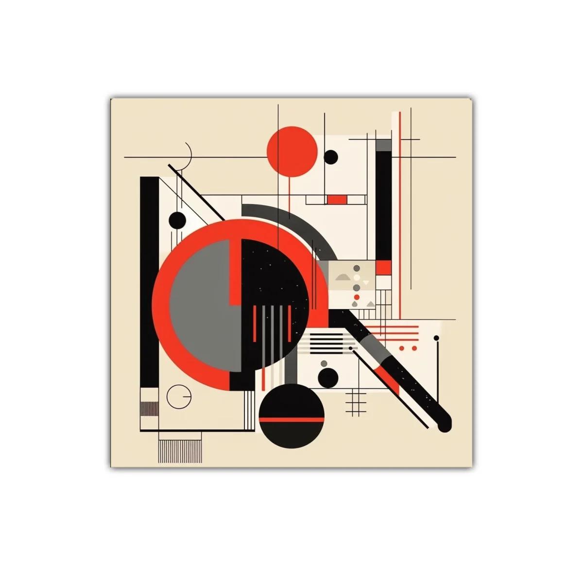 Composición abstracta en tonos rojos y negros geométrica