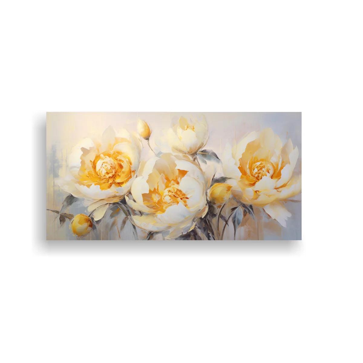 Cuadro rosas blancas con capullos y fondo brumoso
