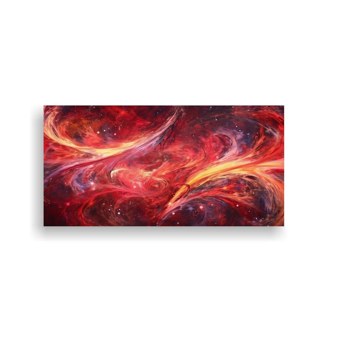 Cuadro nebulosa roja con remolinos luminosos