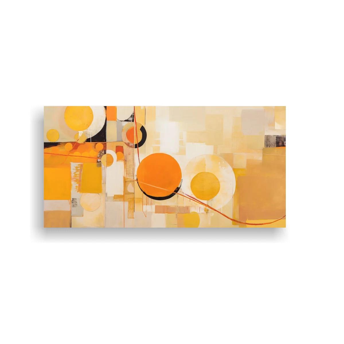 Cuadro círculos abstractos dorados y naranjas con línea curva — imagen principal