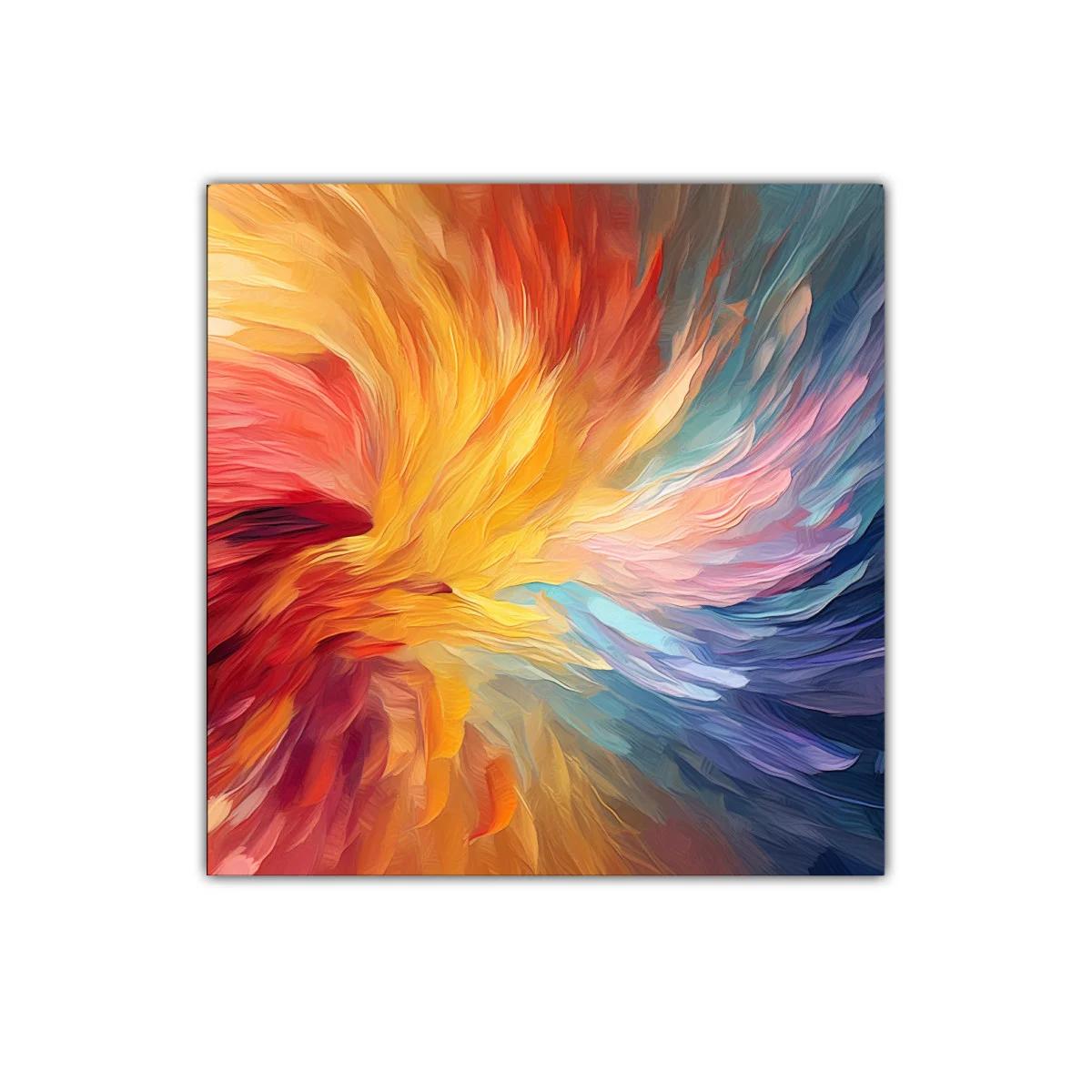 Cuadro abstracto con explosión de colores vibrantes y dinámicos