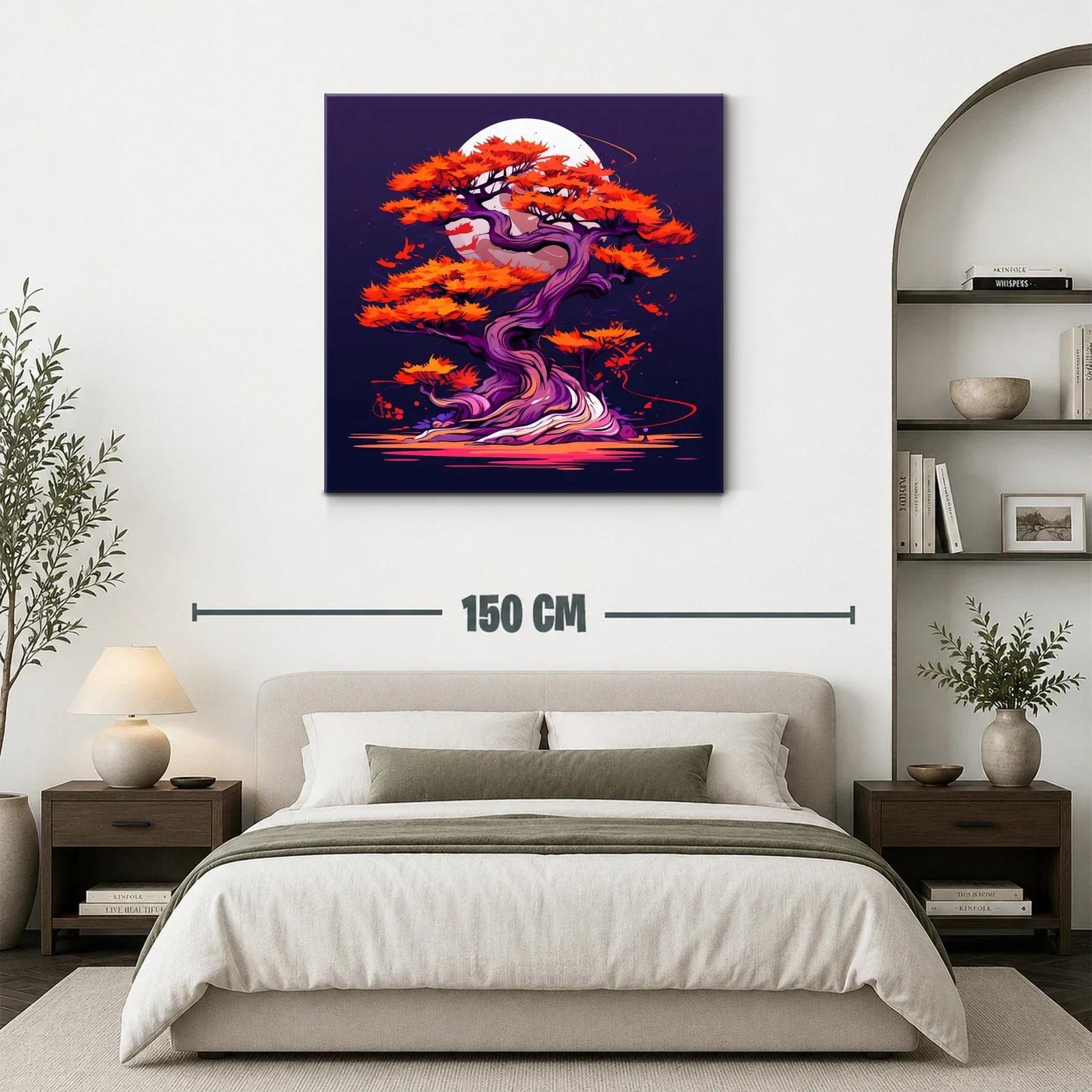 Árbol Bonsái en tonos vibrantes contra luna llena — miniatura 3