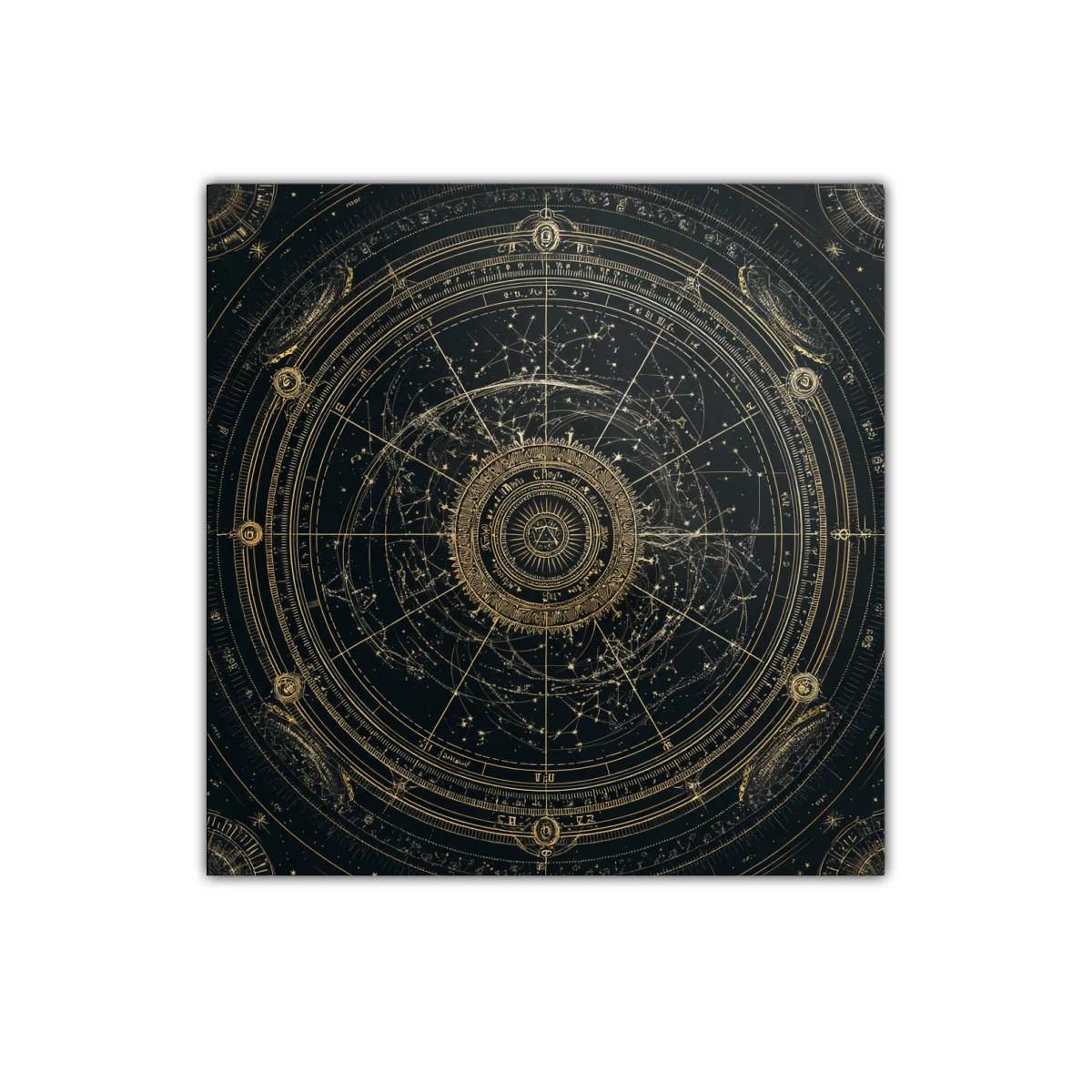 Diseño místico con constelaciones doradas sobre fondo oscuro — imagen principal