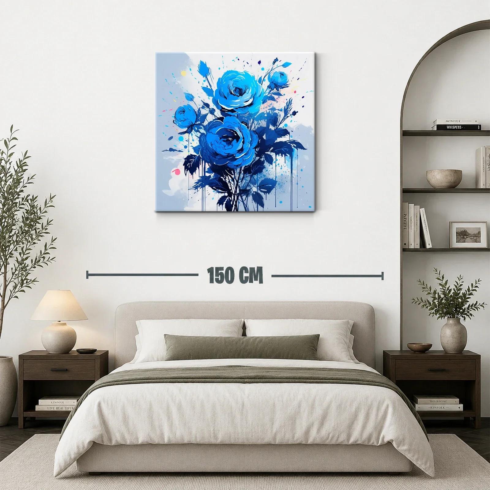 Ramo de rosas azules con pinceladas expresivas — miniatura 3