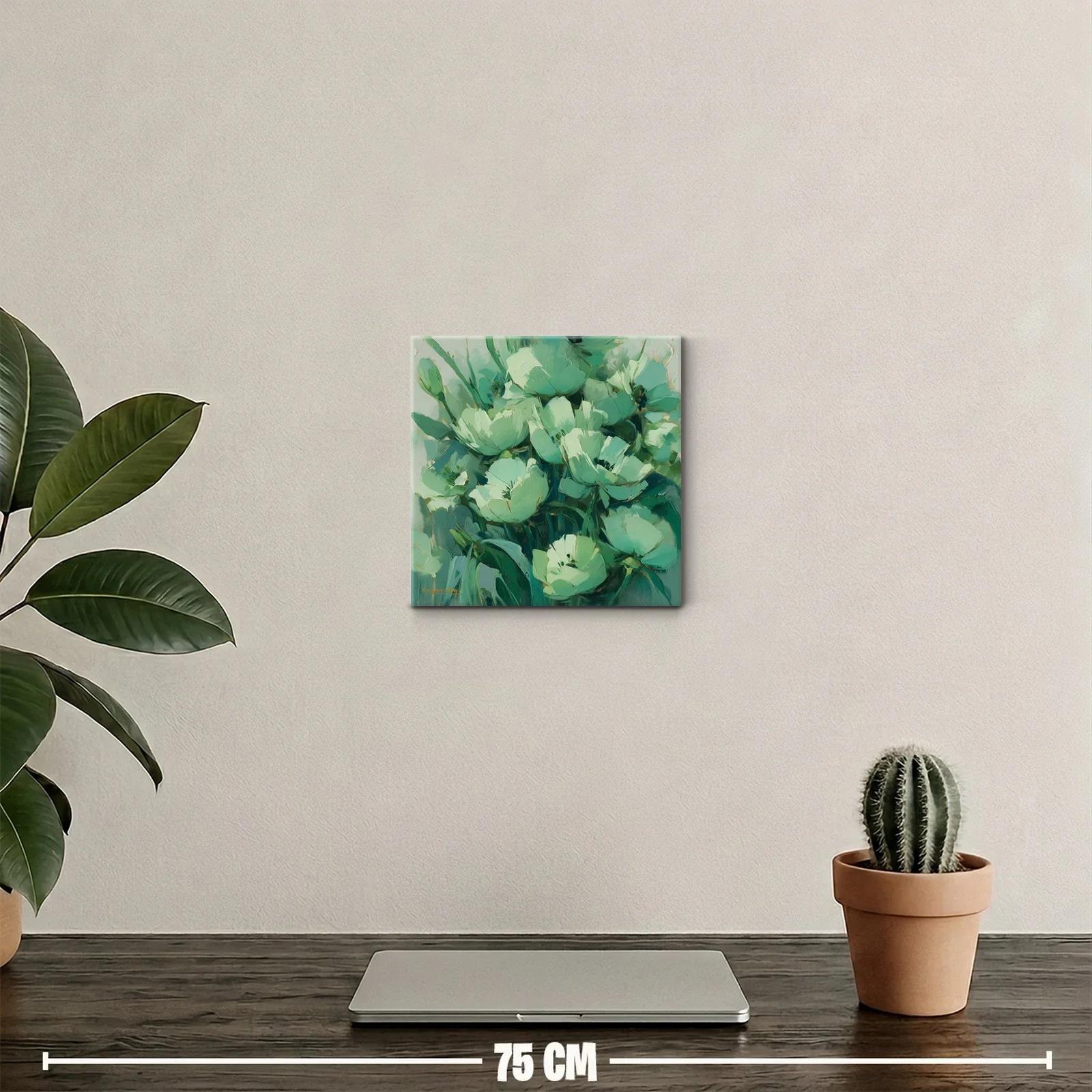 Cuadro floral en tonos verdes para un ambiente sereno — miniatura 2