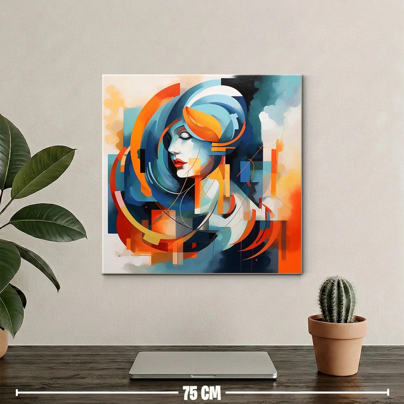 Retrato abstracto femenino con vibrantes tonos cálidos — miniatura 2