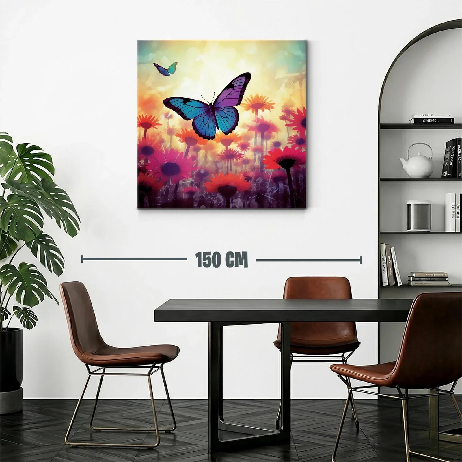 Mariposas vibrantes sobre campo de flores luminosas — miniatura 2