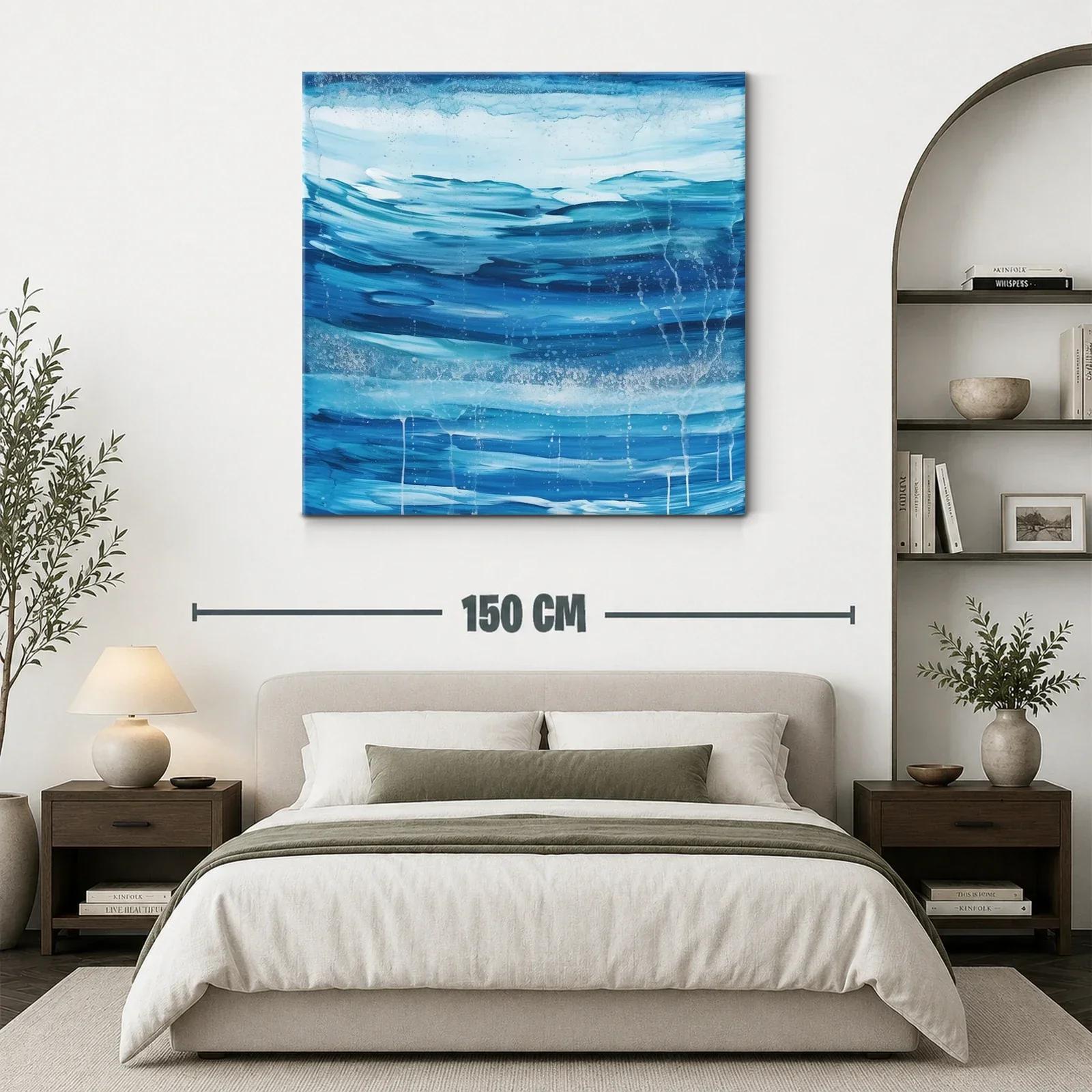 Cuadro abstracto inspirado en el movimiento del agua azul — miniatura 3