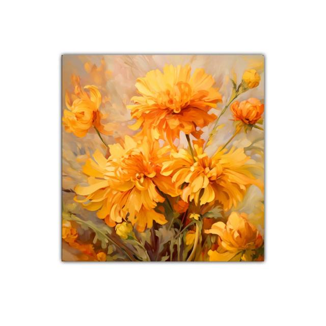 Cuadro decorativo con vibrantes flores amarillas y naranjas