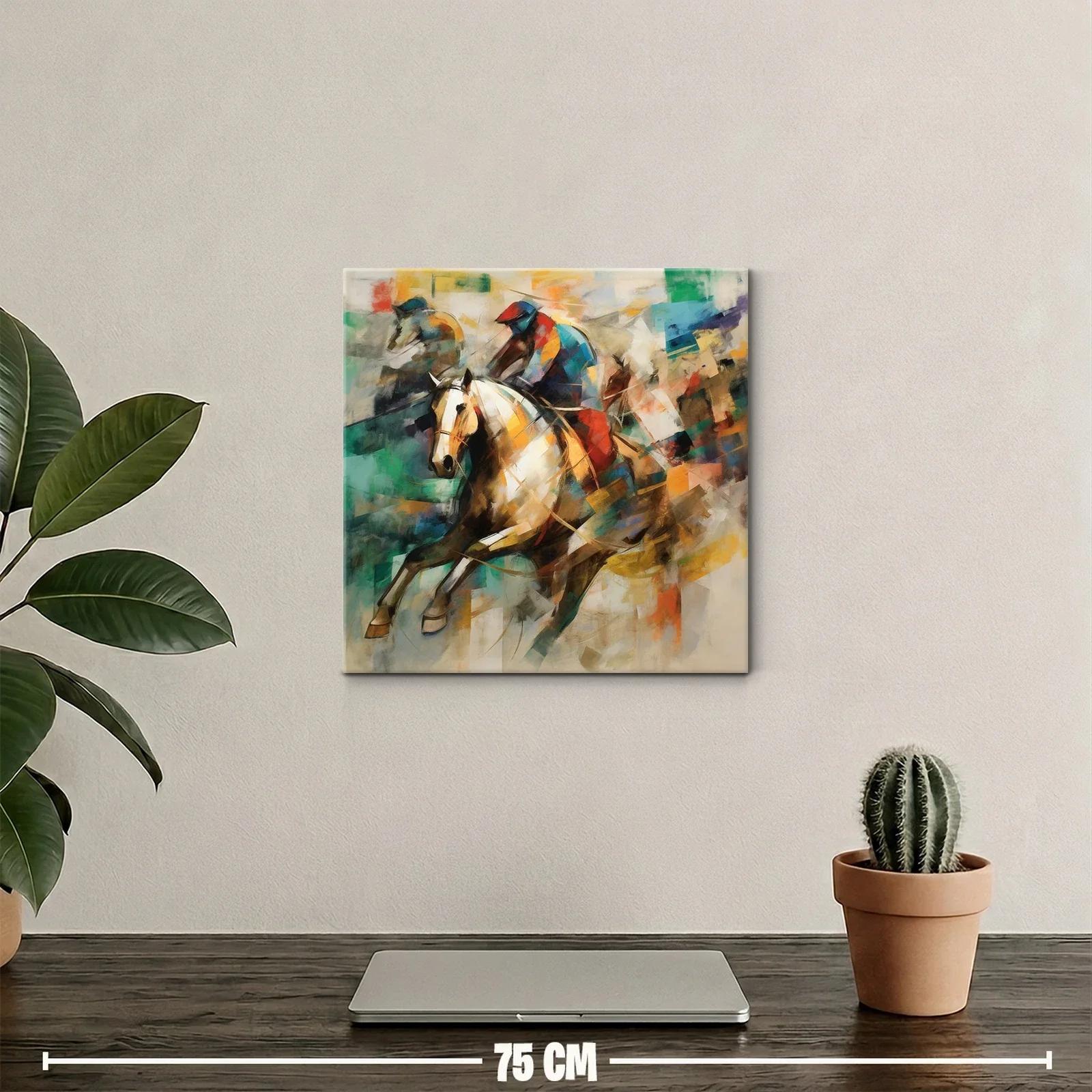 Carrera de caballos llena de energía y movimiento vibrante — miniatura 2
