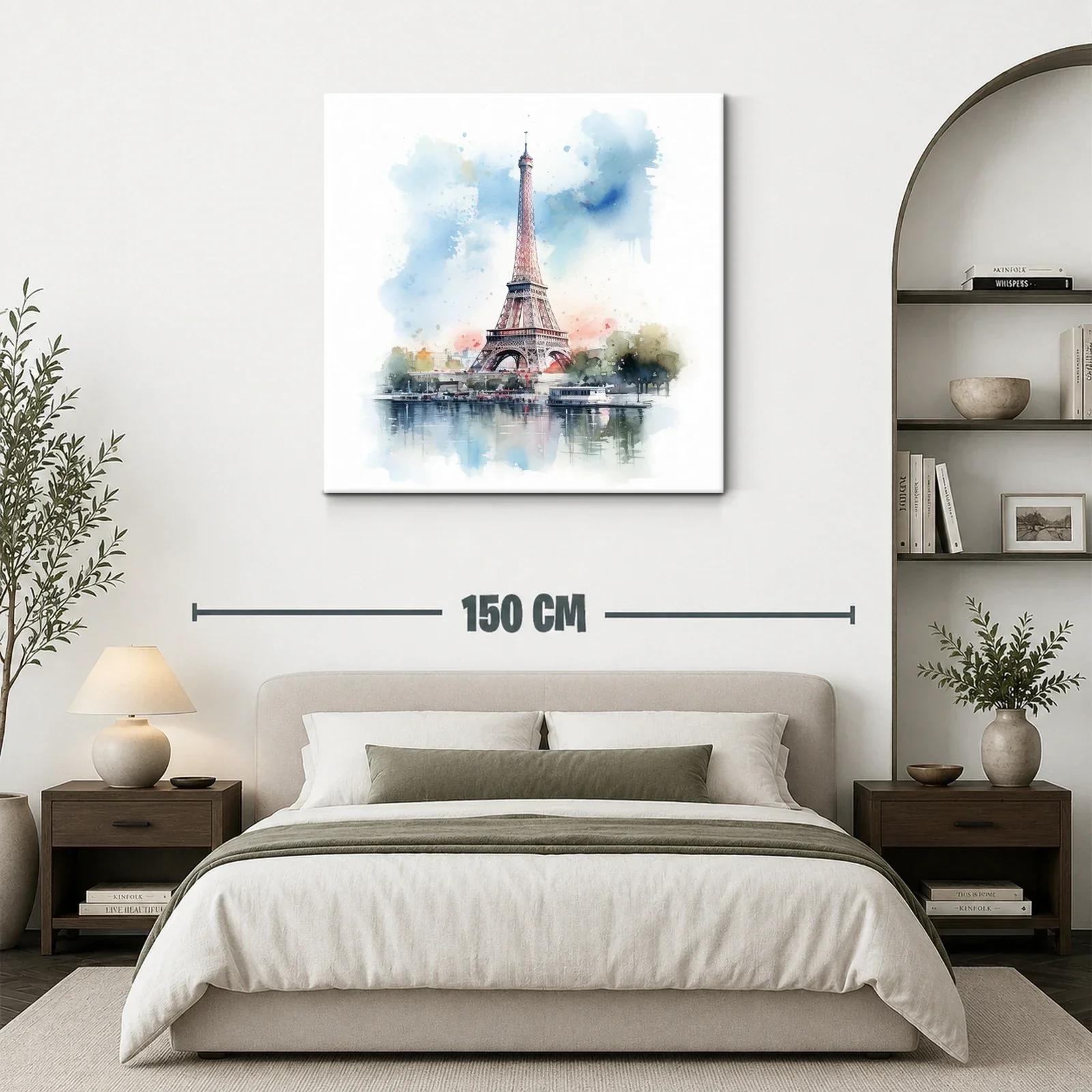Eiffel Tower en acuarela con tonos suaves y vibrantes — miniatura 3
