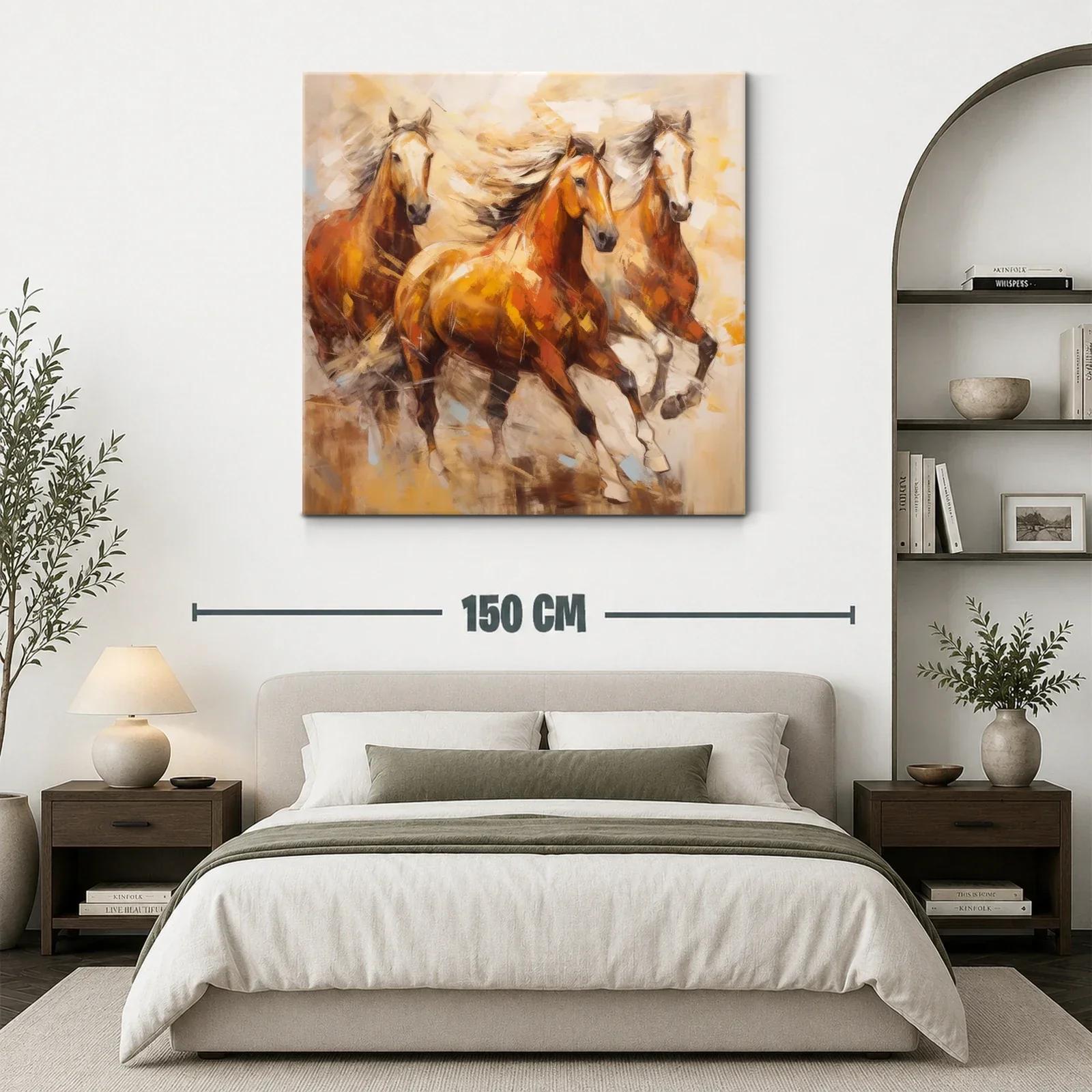 Cuadro con Caballos en Movimiento y Tonos Cálidos — miniatura 3