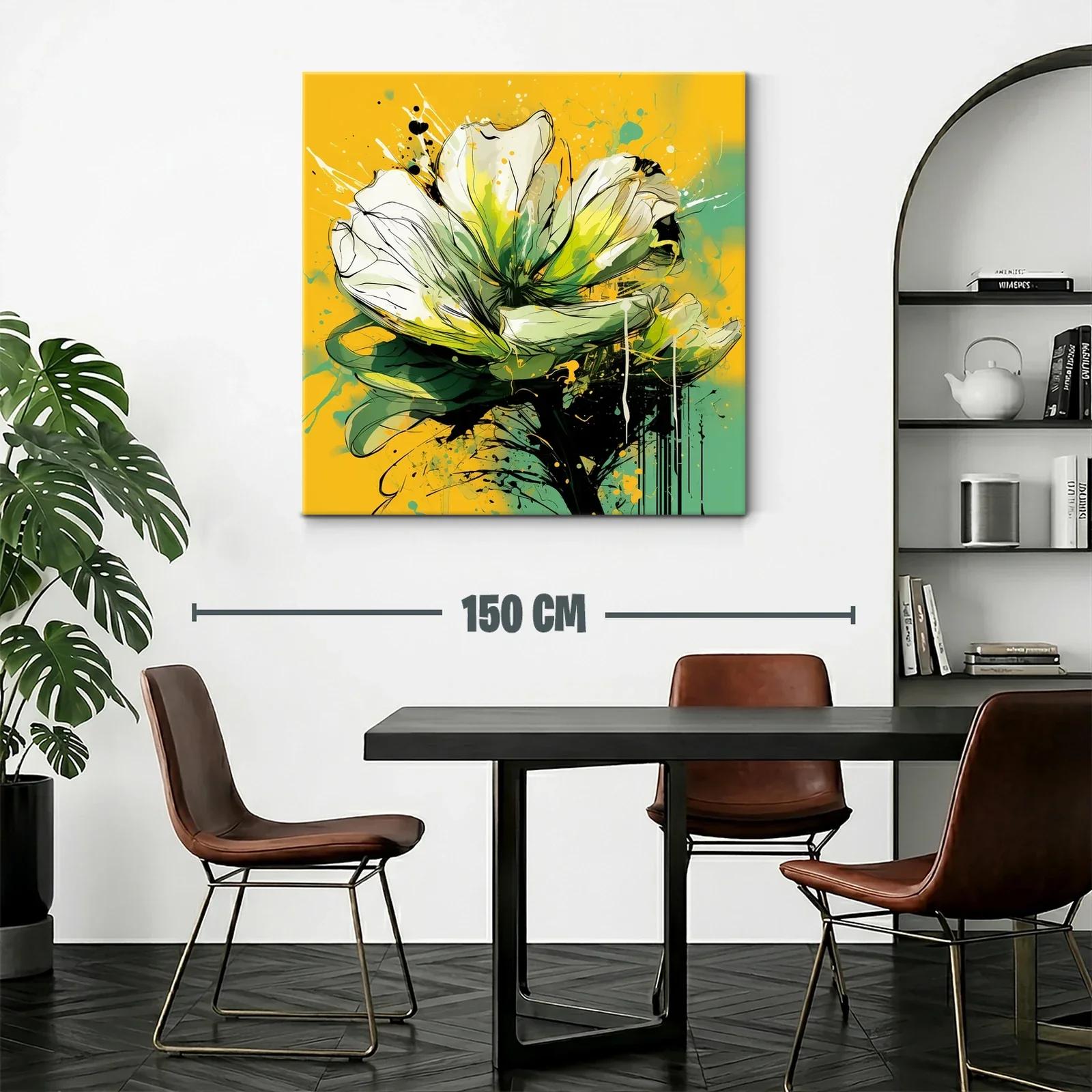 Flor abstracta vibrante en tonos verdes y amarillos — miniatura 2