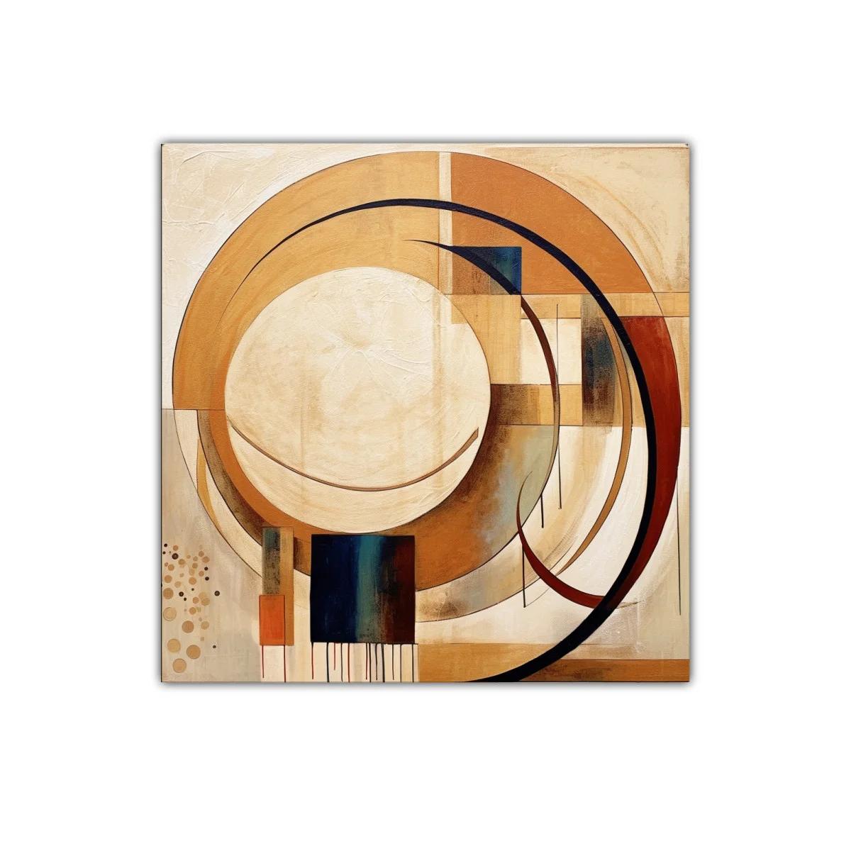 Cuadro abstracto con formas circulares en tonos cálidos