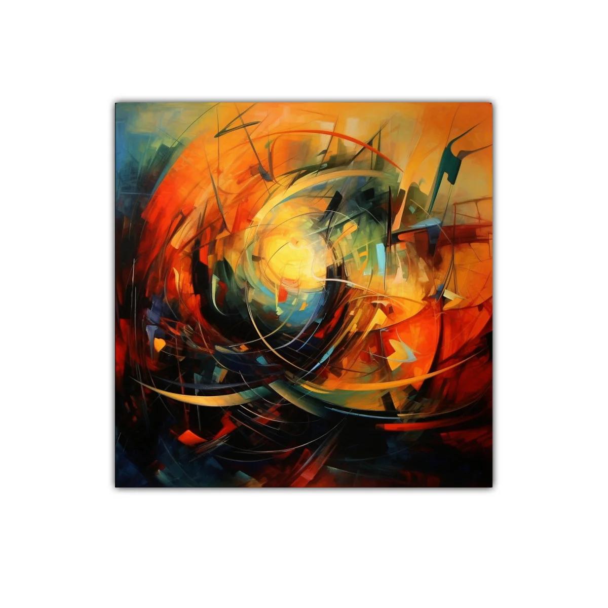 Arte abstracto con energía vibrante y colores cálidos intensos