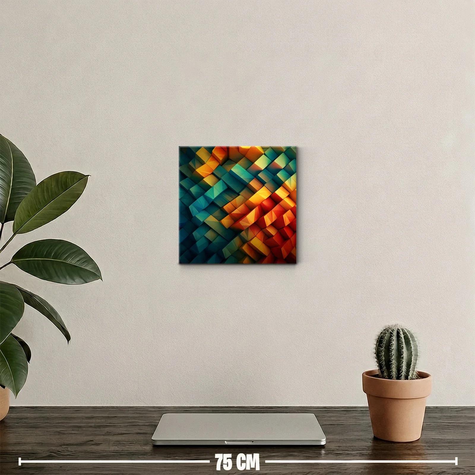 Cuadro Decorativo con Composición Geométrica en Tonos Cálidos — miniatura 2