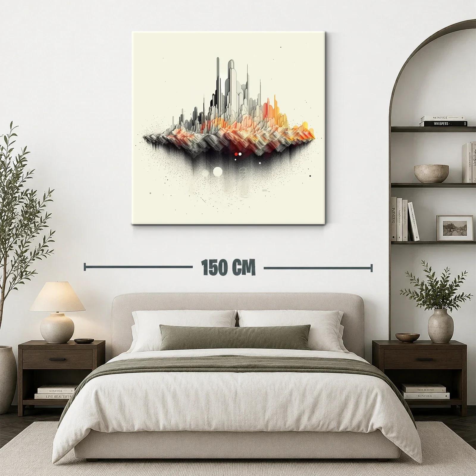 Paisaje abstracto de ciudad flotante con tonos cálidos y grises — miniatura 3