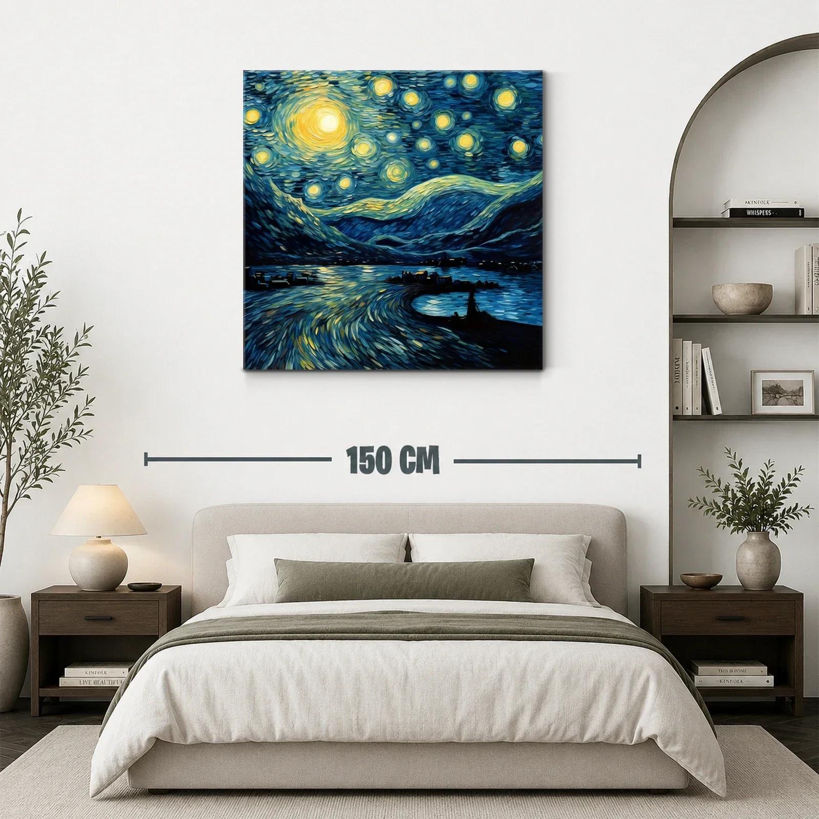 Paisaje nocturno con cielo estrellado y reflejos vibrantes — miniatura 3