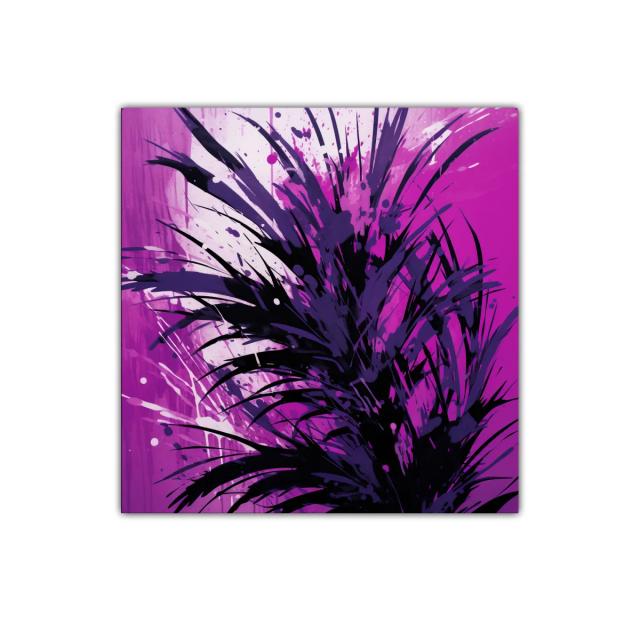 Cuadro abstracto con explosión de tonos morados y negros