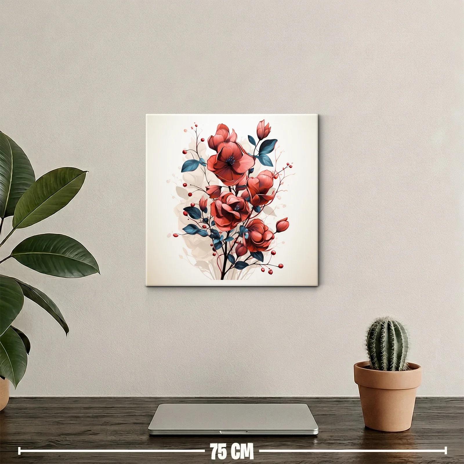 Elegante composición floral en tonos rojos y azules oscuros — miniatura 2
