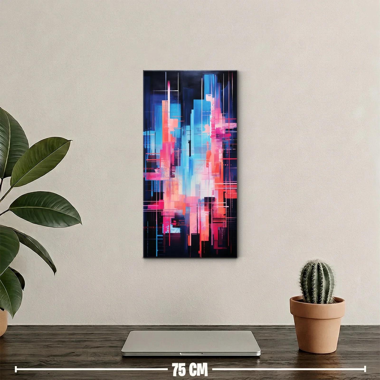 Cuadro de bloques luminosos en rosa y turquesa — miniatura 2