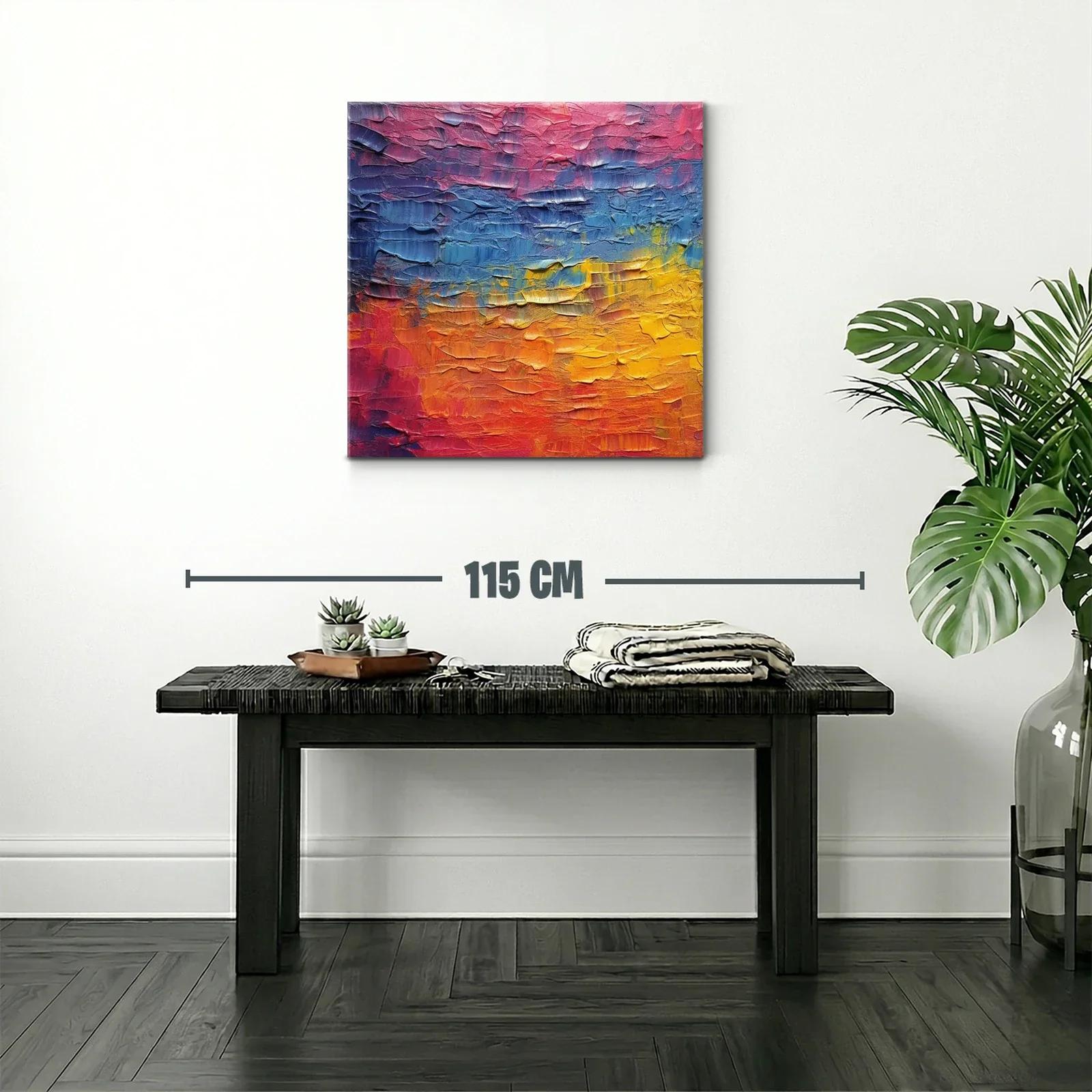 Cuadro abstracto con vibrantes tonos cálidos y fríos — miniatura 2