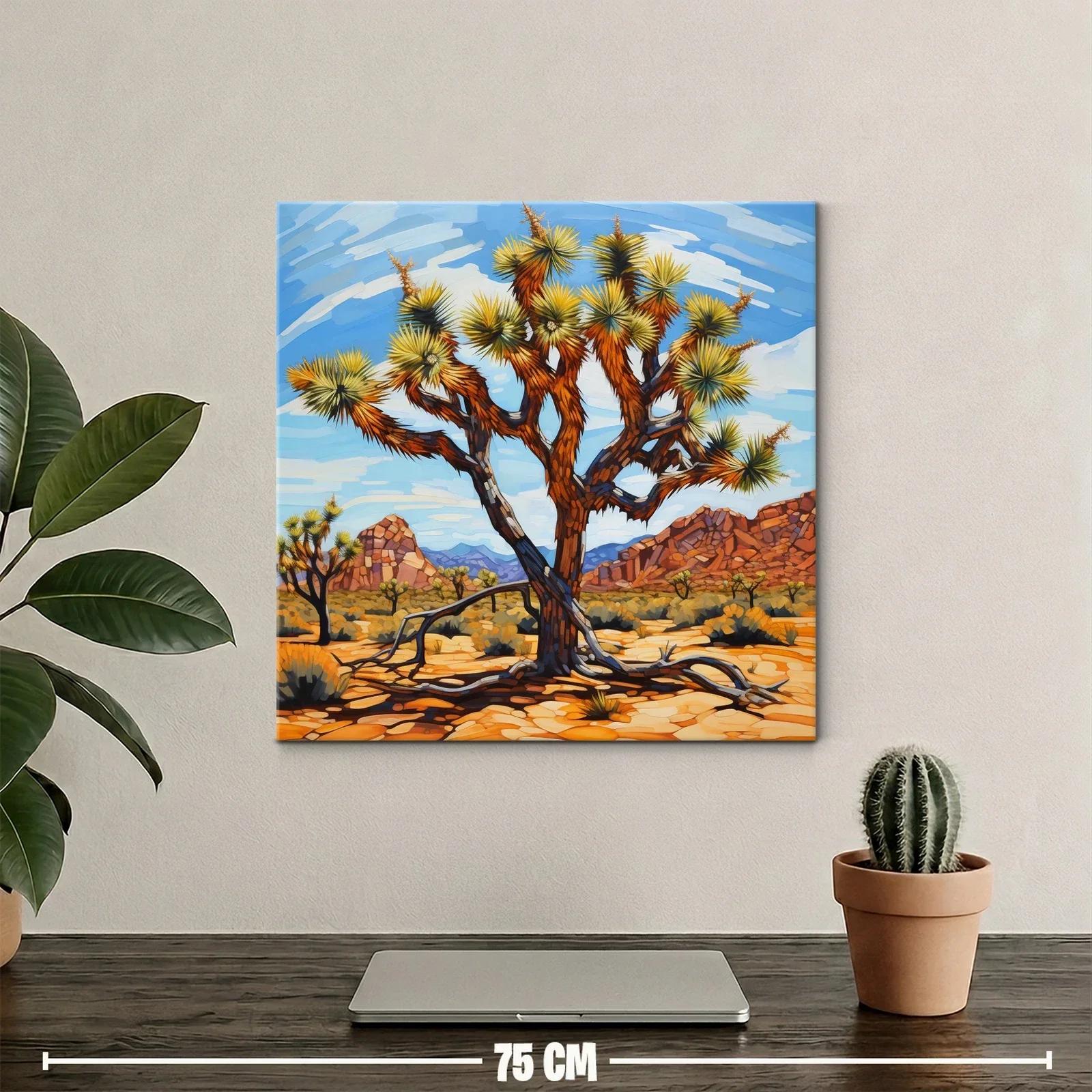 Paisaje desértico con árbol en tonos cálidos y cielos azules — miniatura 2