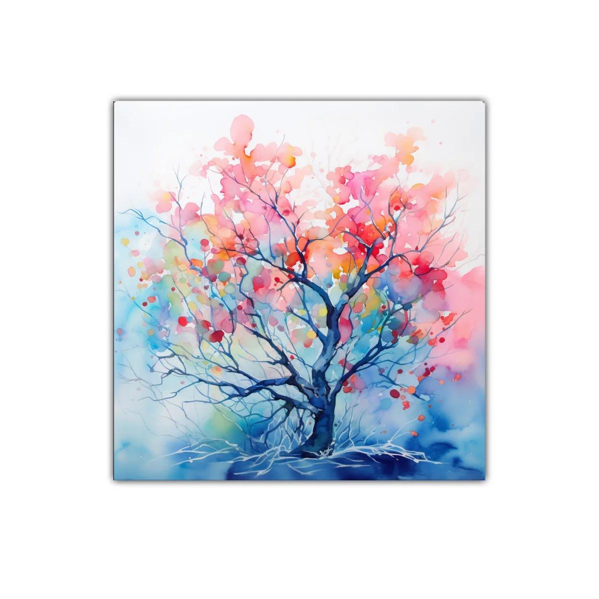 Árbol abstracto en tonos cálidos y fríos vibrantes — imagen principal