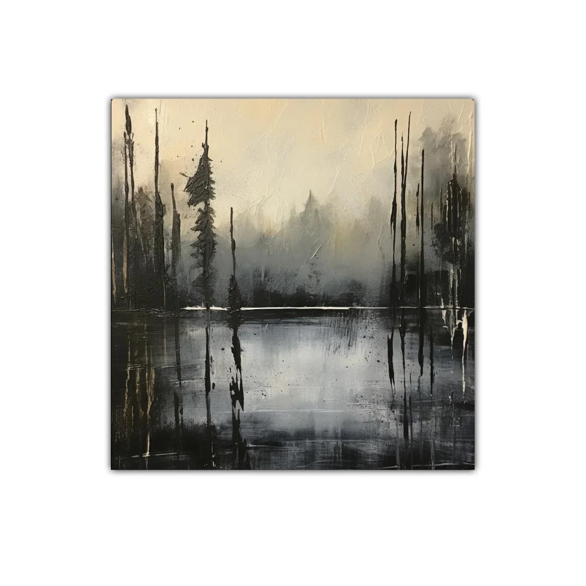 Paisaje abstracto en tonos grises y negros con reflejos — imagen principal