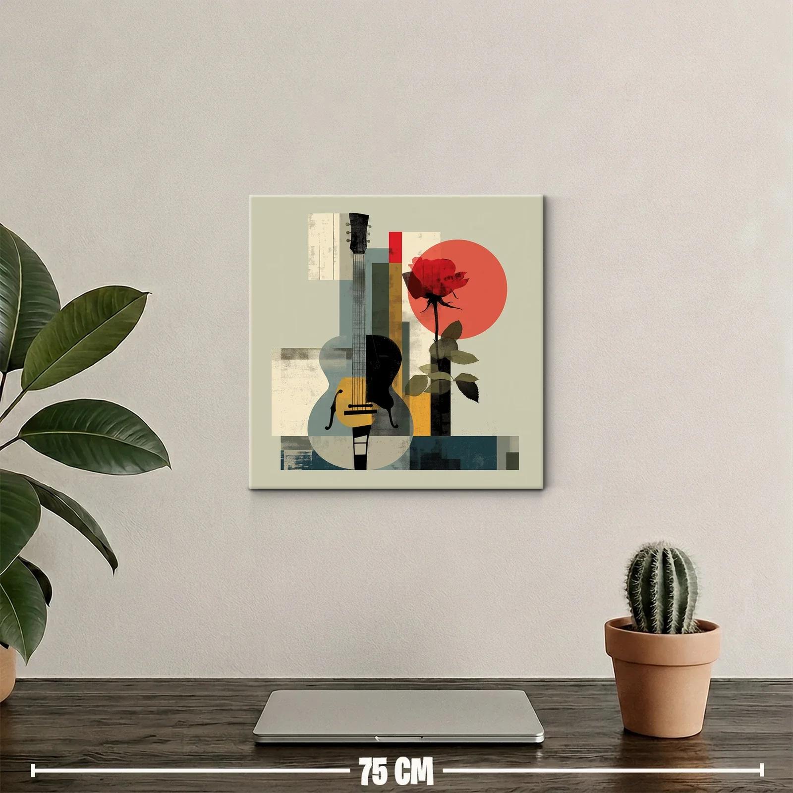 Composición abstracta con guitarra y rosa roja — miniatura 2