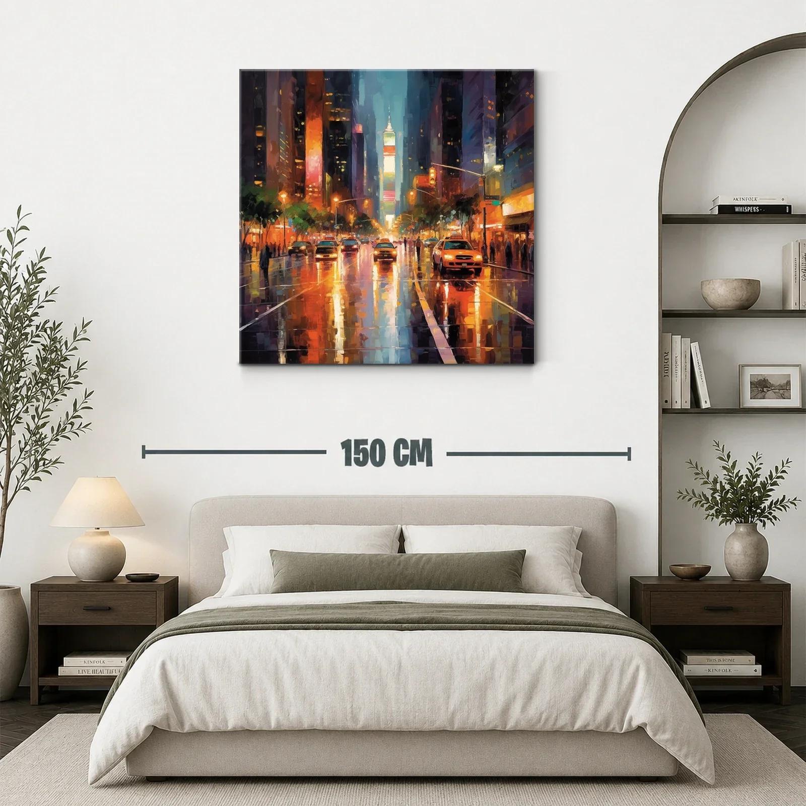 Atardecer urbano con taxis en ciudad vibrante — miniatura 3