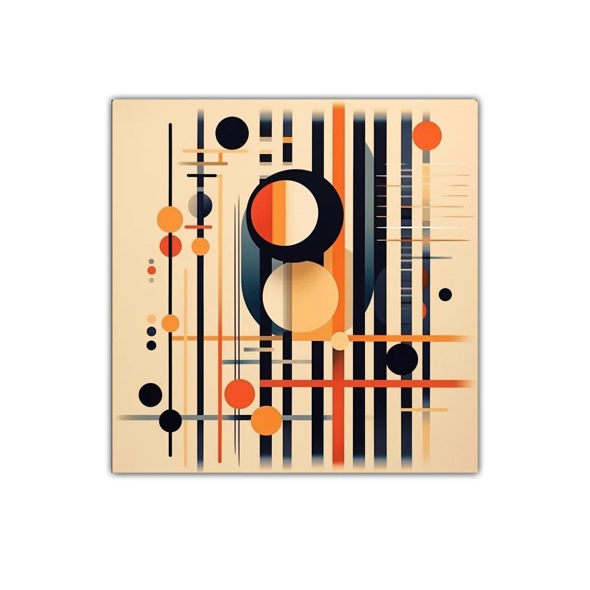 Composición geométrica con líneas y círculos en tonos cálidos — imagen principal