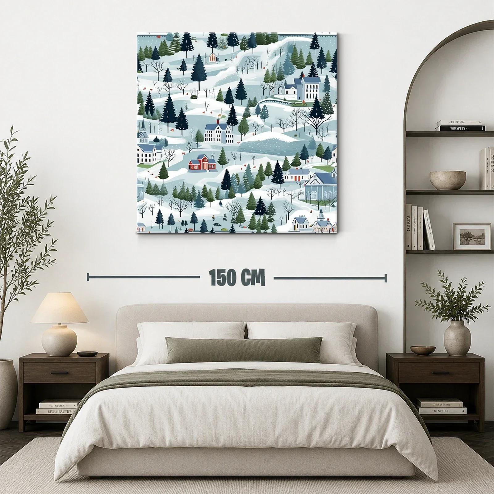 Paisaje de Invierno con Casas y Bosques Nevados — miniatura 3