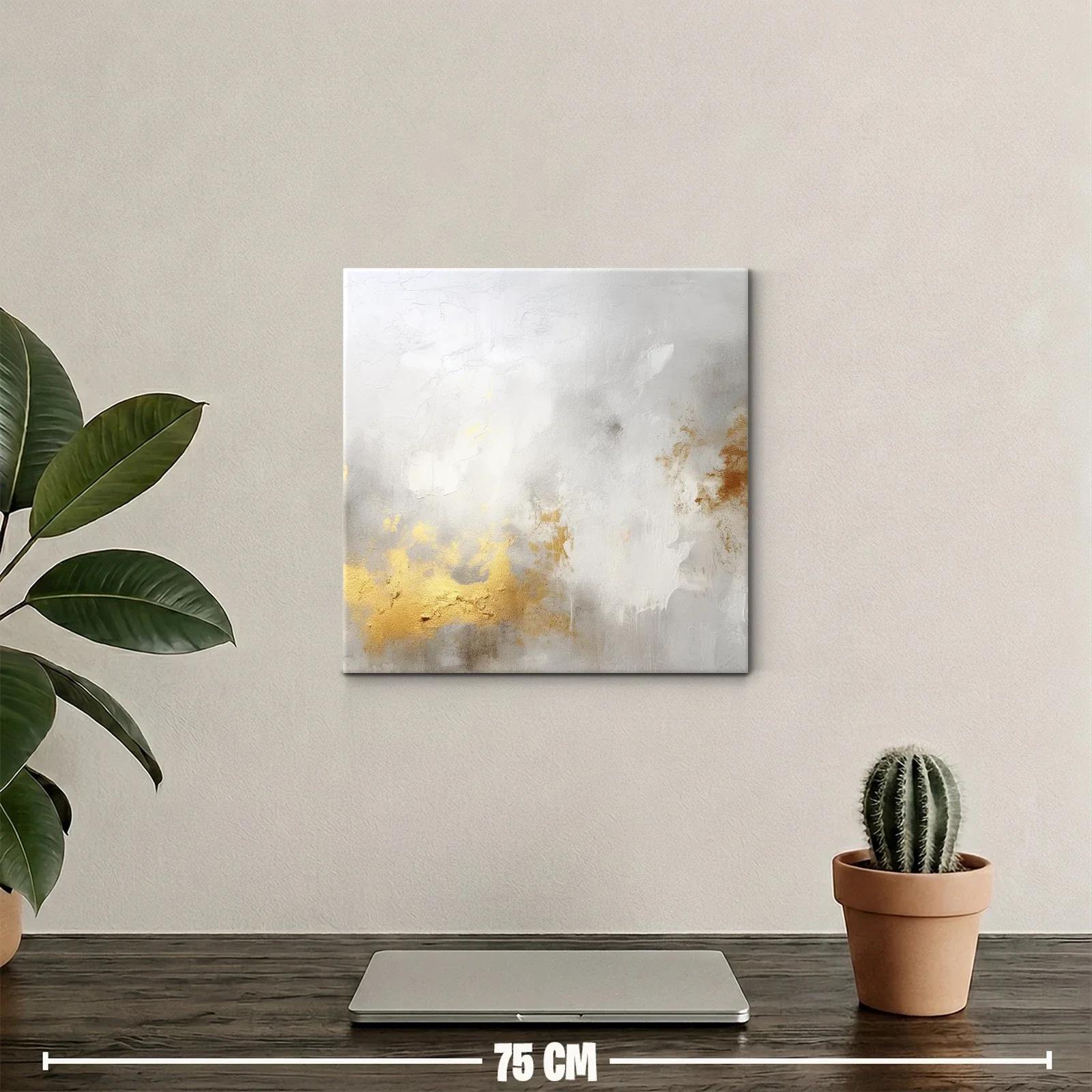 Cuadro abstracto elegante en tonos oro y neutros — miniatura 2