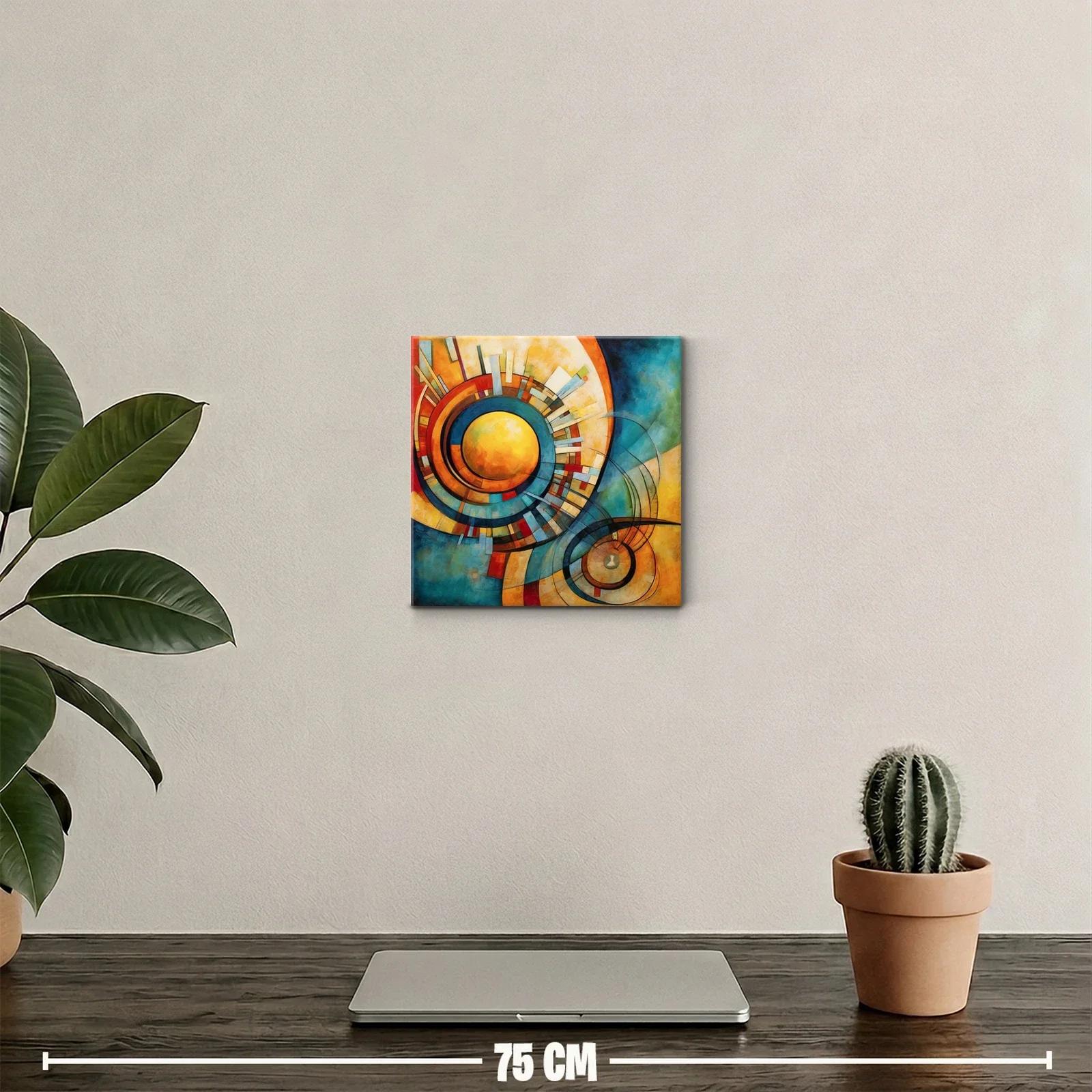 Cuadro abstracto con formas circulares y colores vibrantes — miniatura 2