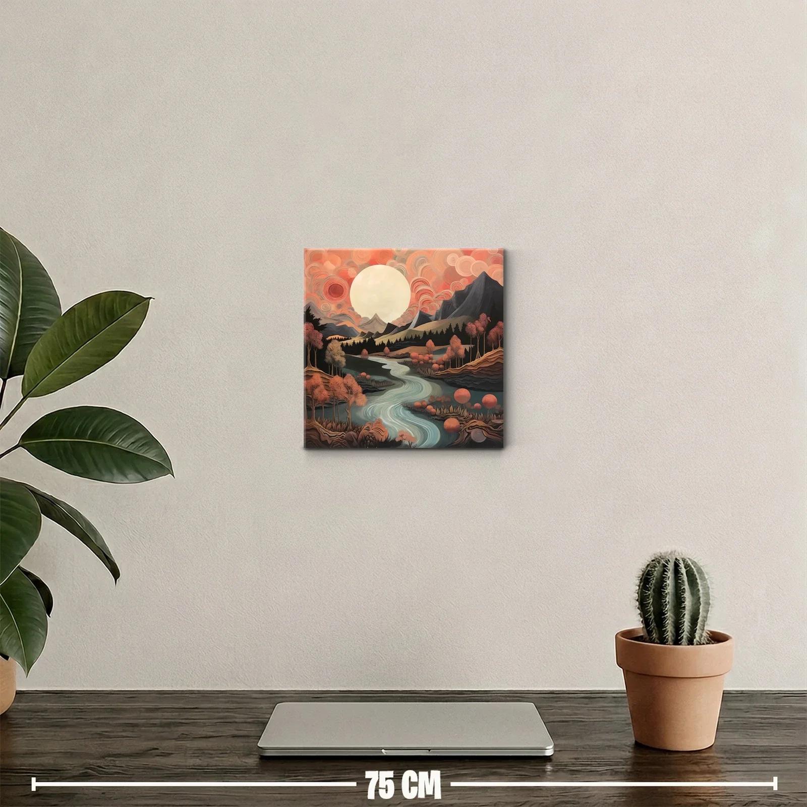 Paisaje surrealista con río y cielo en tonos cálidos — miniatura 2