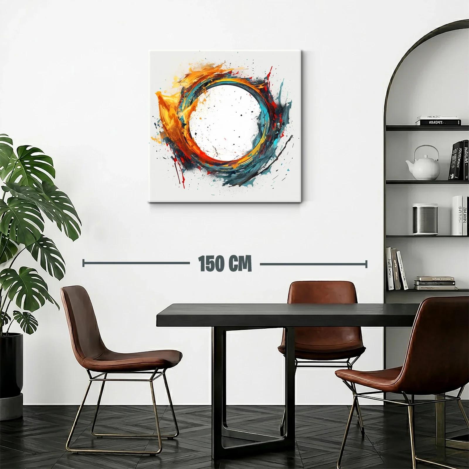Cuadro abstracto con círculo dinámico en tonos vivos — miniatura 2